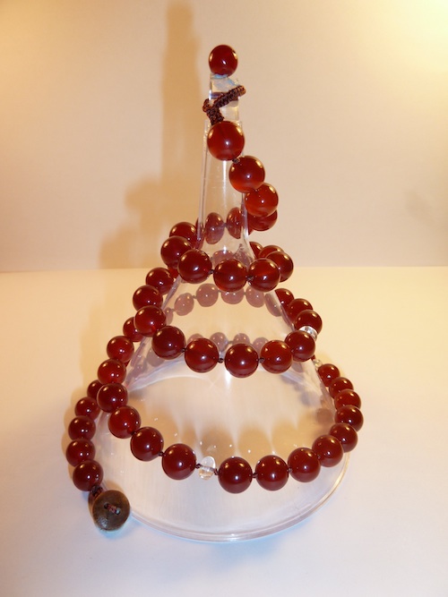Spiral of carnelian and white beryl viewed side on