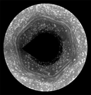 The decades old north polar hexagonal storm on Saturn