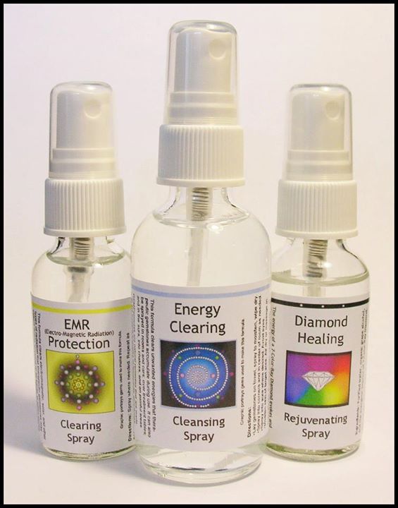 ElectroMagnetic Radiation Protection, Energy Clearing and Diamond Healing spray bottles